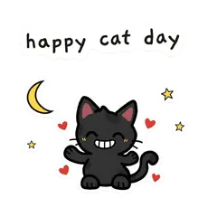 Pip & Dot sticker: “happy cat day”