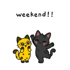 Pip & Dot sticker: “weekend!!”